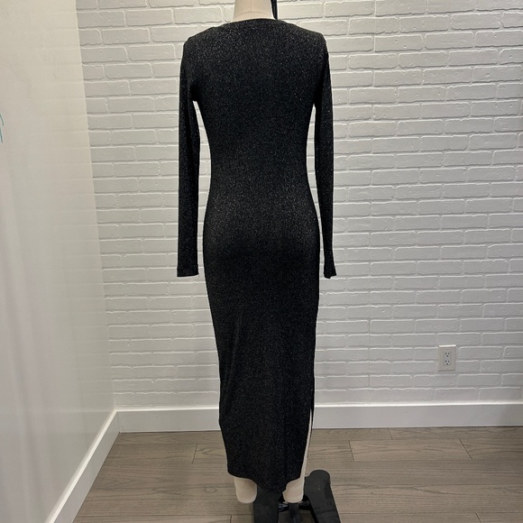 ZARA Fitted Dress in Black with Silver Lurex - Picture 2 of 5
